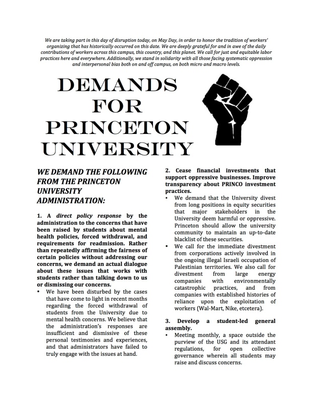 Demands for the University